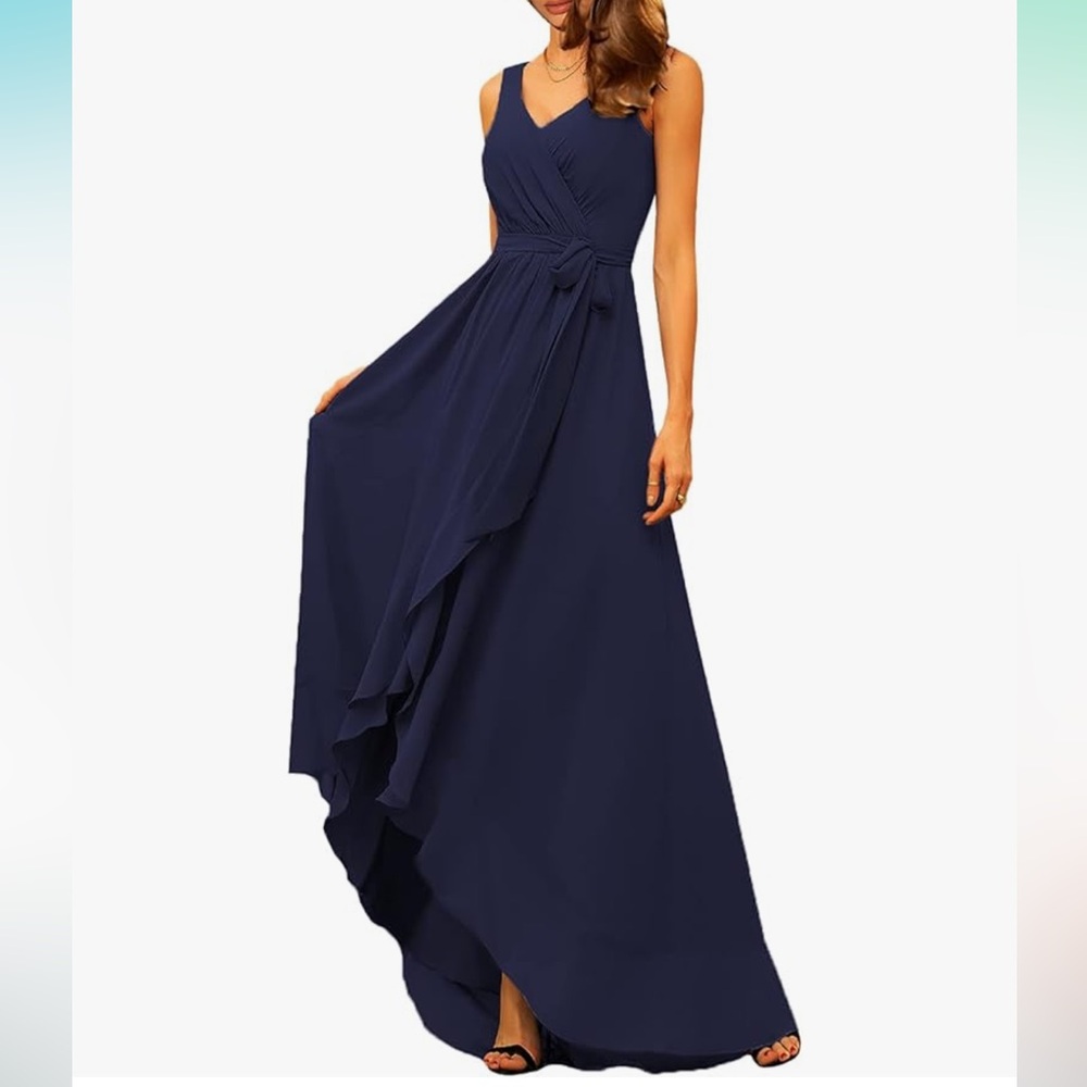 💙✨ Navy Blue Wrap Maxi Dress – Size S - Picture 2 of 10